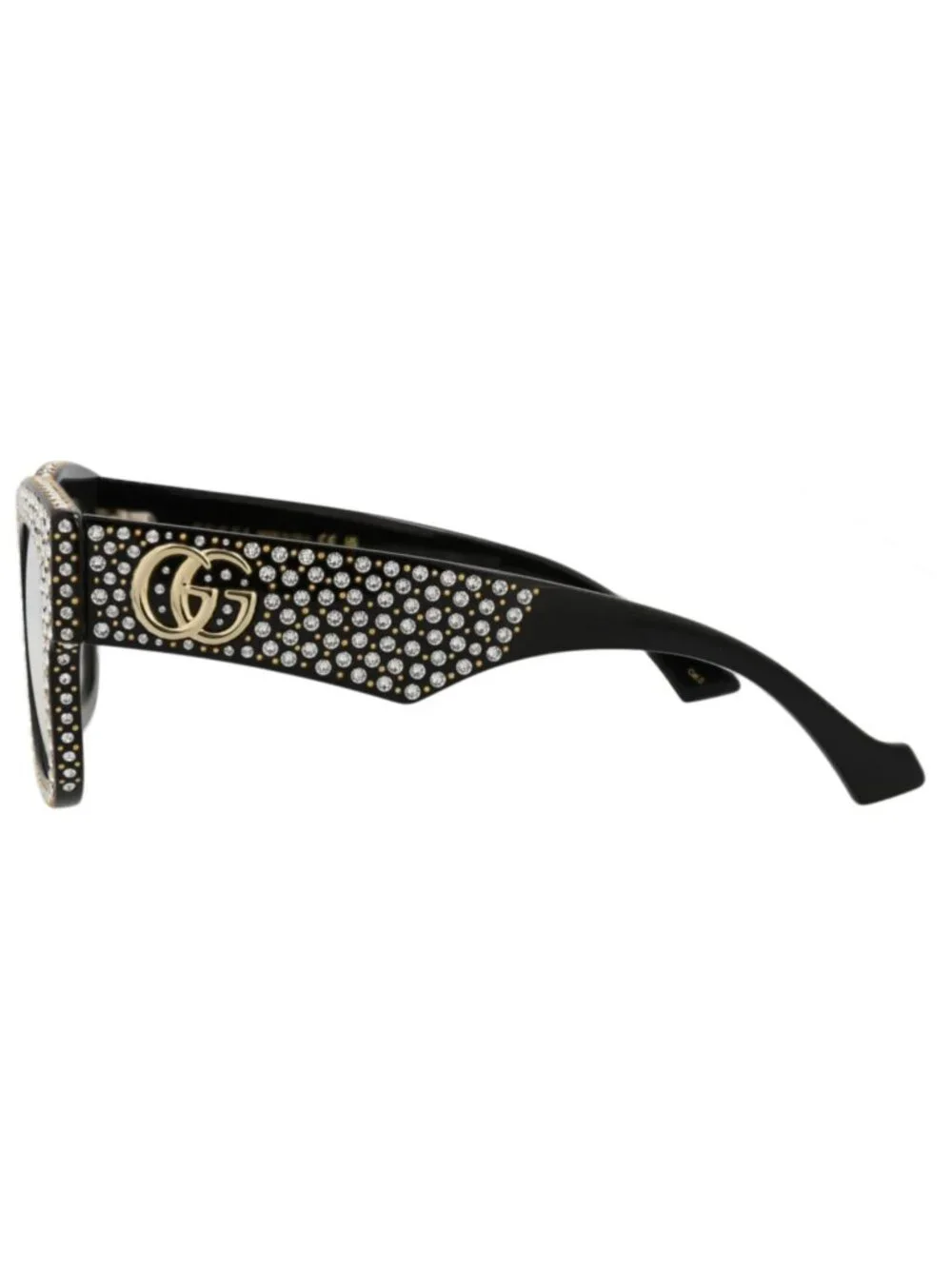 New Gucci Women's Sunglasses Square Rectangle Recycled Acetate Frame Black Black